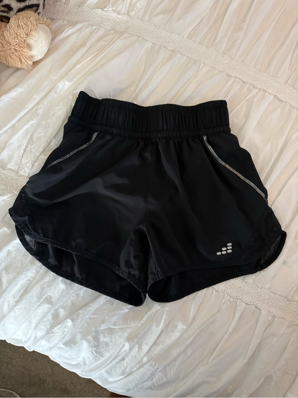 bcg Black Women's Athletic Running Shorts with Reflective Trim